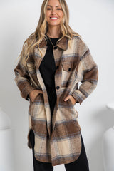 Camilla Longline Shacket - Brown Plaid - The Self Styler