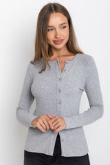 Holly Button Top - Grey - The Self Styler