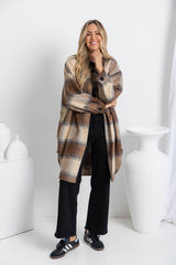 Camilla Longline Shacket - Brown Plaid - The Self Styler