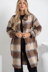 Camilla Longline Shacket - Brown Plaid - The Self Styler