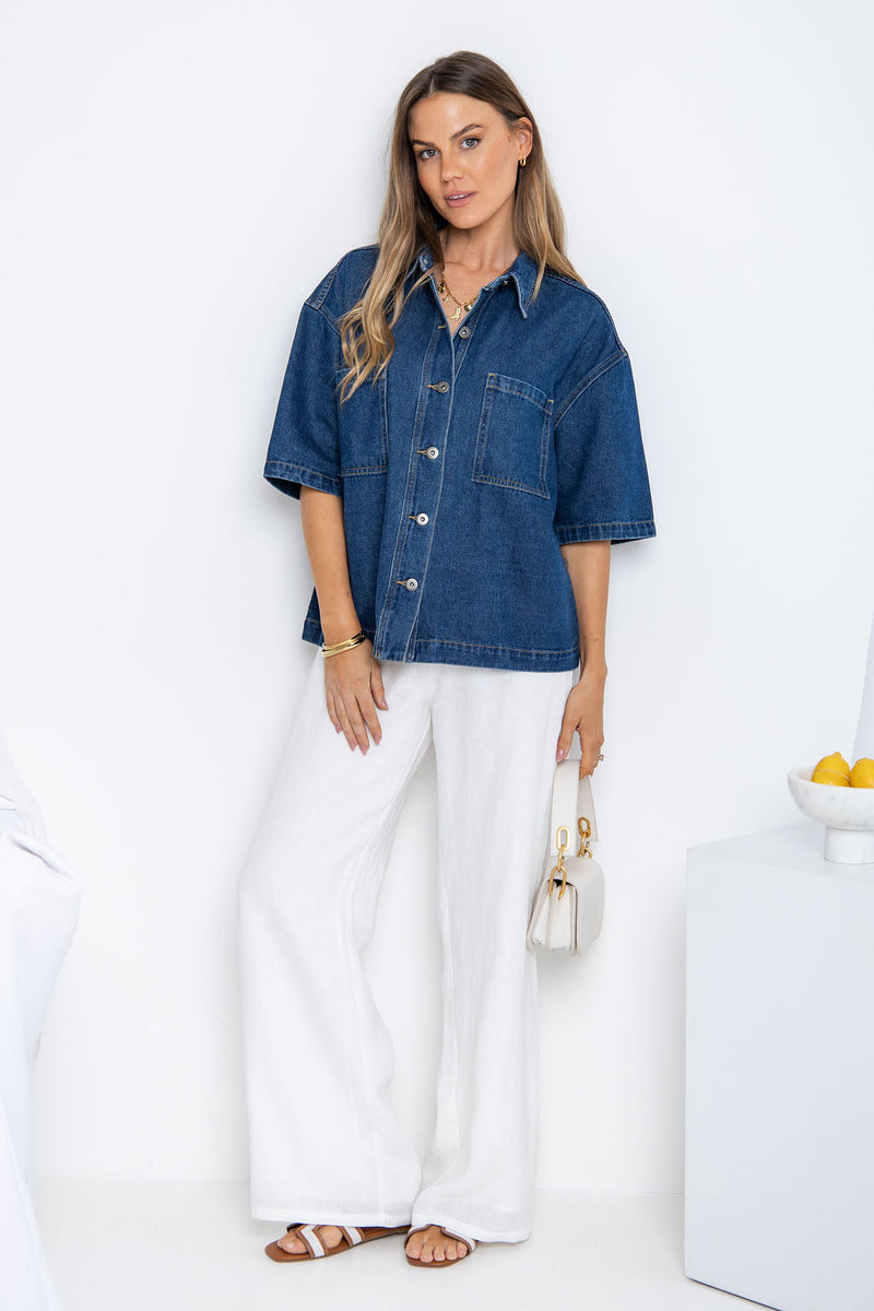 Dylan Denim Shirt - Dark Wash - The Self Styler - The Self Styler