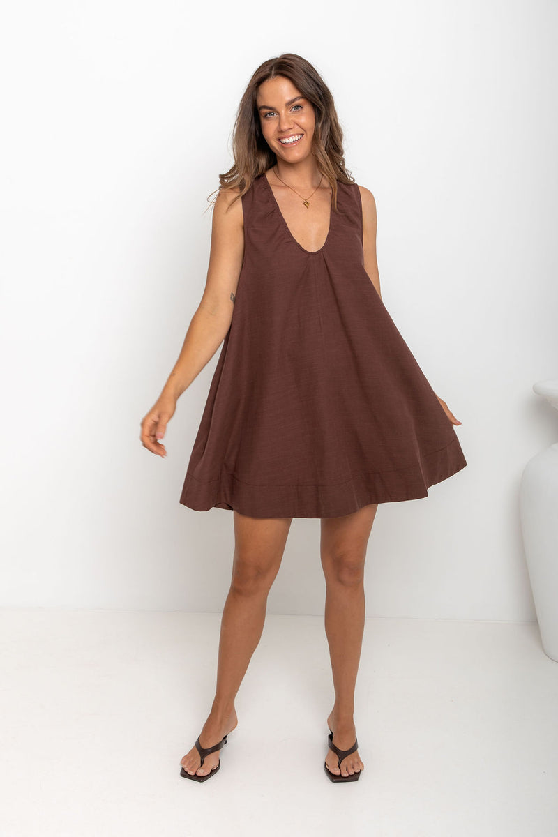 Noa Swing Dress - Chocolate - The Self Styler