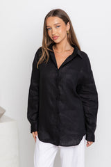 Archie Relaxed-Fit Linen Shirt - Black - The Self Styler
