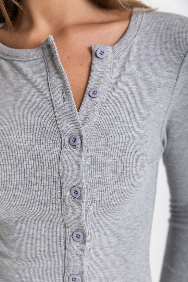 Holly Button Top - Grey - The Self Styler