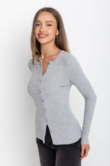 Holly Button Top - Grey - The Self Styler