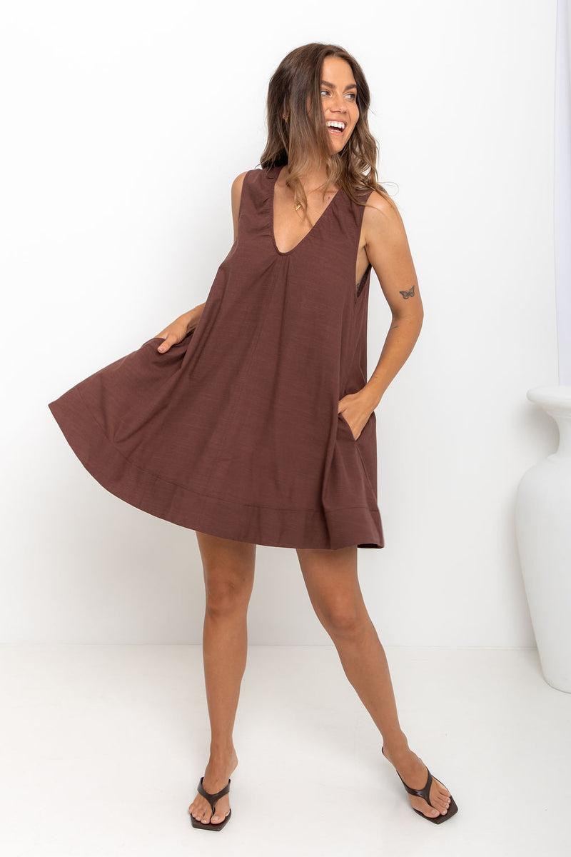 Noa Swing Dress - Chocolate - The Self Styler
