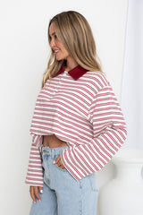 Drew Rugby Jersey Top - Cream with Red & Blue Stripes - The Self Styler