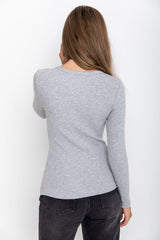 Holly Button Top - Grey - The Self Styler