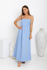 Ava Strapless Maxi Dress - Blue - The Self Styler