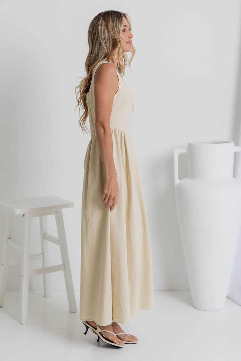 Kiara Midi Dress - Sand - The Self Styler