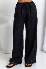 Tahlia Linen Pants - Black - The Self Styler