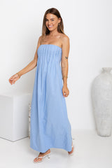 Ava Strapless Maxi Dress - Blue - The Self Styler