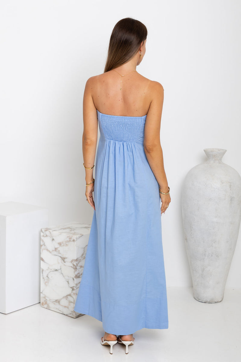Ava Strapless Maxi Dress - Blue - The Self Styler