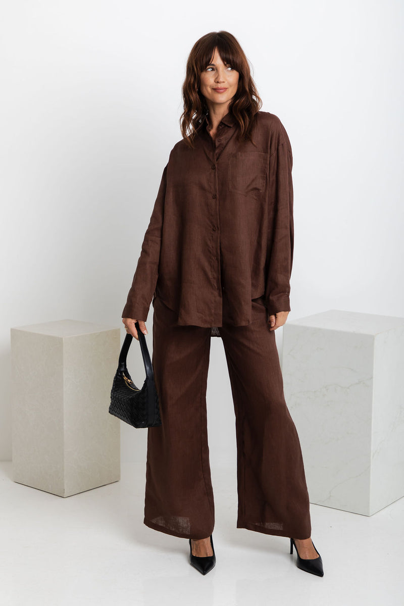 Archie Relaxed-Fit Linen Shirt - Chocolate - The Self Styler