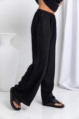 Tahlia Linen Pants - Black - The Self Styler