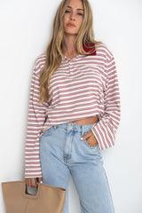 Drew Rugby Jersey Top - Cream with Red & Blue Stripes - The Self Styler
