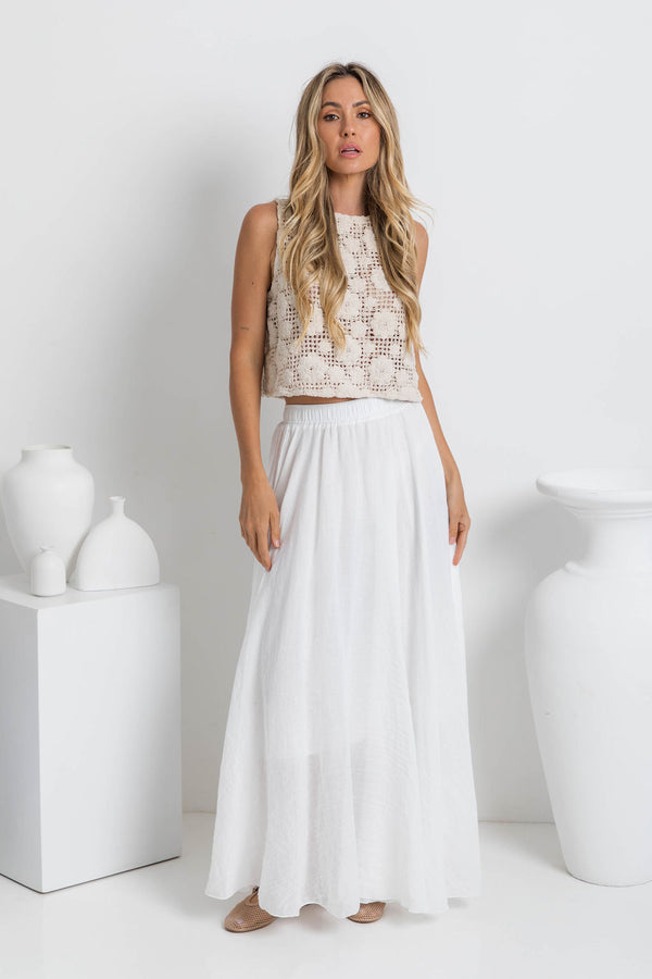 Stassi Maxi Skirt - White - The Self Styler