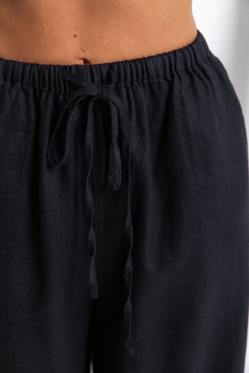 Tahlia Linen Pants - Black - The Self Styler