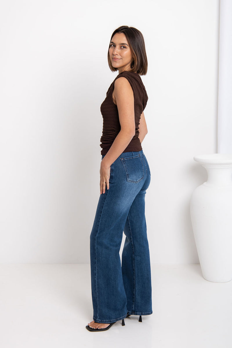 Stella Wide-Leg Denim Jeans - Dark Wash - The Self Styler