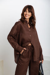Archie Relaxed-Fit Linen Shirt - Chocolate - The Self Styler