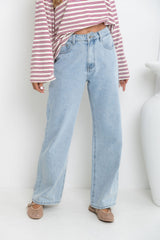 Dakota Straight-Leg Denim Jeans - Light Blue Wash - The Self Styler Exclusive - The Self Styler