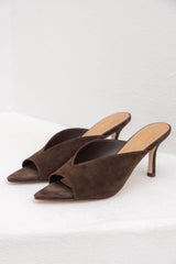 Mabel Pointed Toe Mules - Chocolate Brown Suede - Siren - The Self Styler