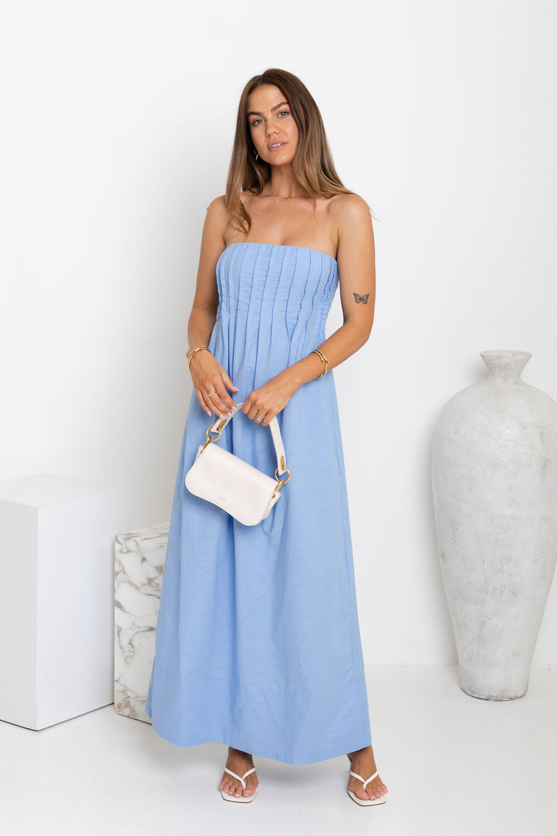 Ava Strapless Maxi Dress - Blue - The Self Styler