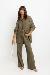 Jagger Shirt - Olive Green Pinstripe - The Self Styler