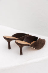 Mabel Pointed Toe Mules - Chocolate Brown Suede - Siren - The Self Styler