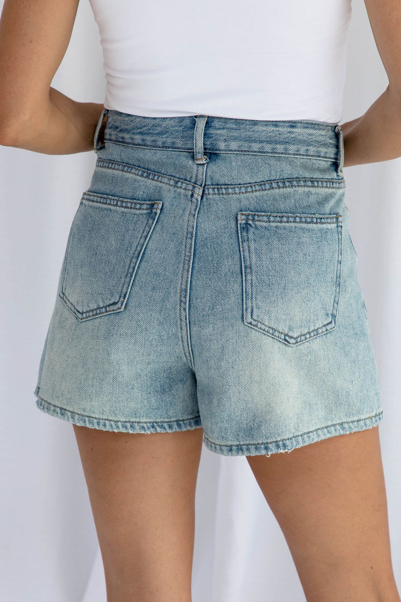 Aria Denim Shorts - Vintage Wash - The Self Styler