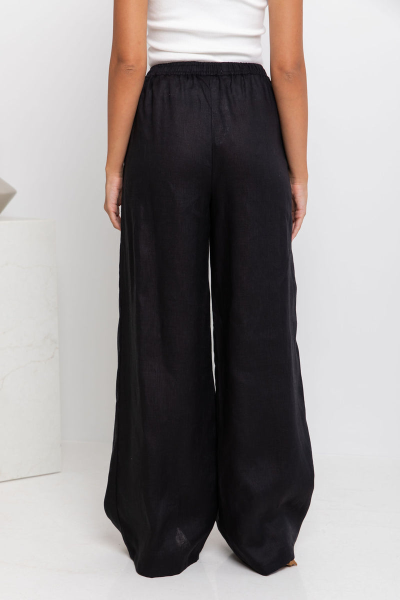 Tahlia Linen Pants - Black - The Self Styler