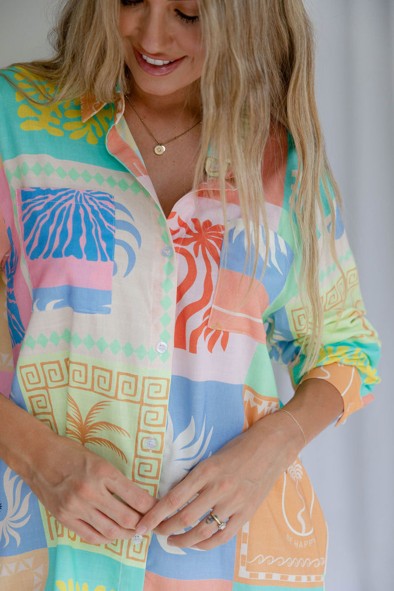 Malibu Shirt Dress - Tropical Print - The Self Styler