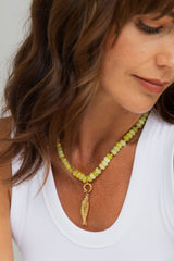 Cleo Fish Charm and Natural Stone Necklace - Gold - Suni and Sol - The Self Styler