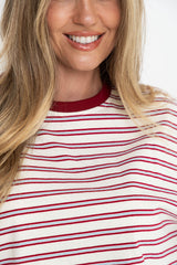 Ryan Relaxed-Fit Tee - Cream with Red & Blue Stripes - The Self Styler