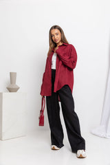 Archie Relaxed-Fit Linen Shirt - Burgundy - The Self Styler
