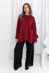 Dulcie Knit Top - Burgundy - The Self Styler