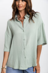 Theia Cotton Shirt - Sage Green - The Self Styler