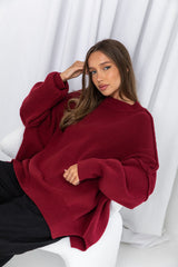 Dulcie Knit Top - Burgundy - The Self Styler