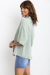 Theia Cotton Shirt - Sage Green - The Self Styler