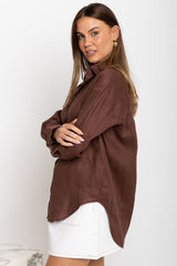 Archie Relaxed-Fit Linen Shirt - Chocolate - The Self Styler