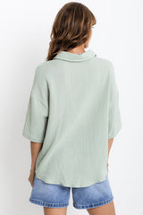 Theia Cotton Shirt - Sage Green - The Self Styler