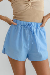 Maddie Linen Shorts - Blue - The Self Styler