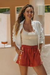 Alba Linen Shorts - Papaya - The Self Styler