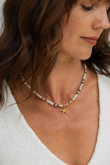 Isla Starfish Natural Stone and Pearl Necklace - Gold - Suni and Sol - The Self Styler