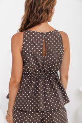 Sara Polka Dot Top - Chocolate and White - The Self Styler