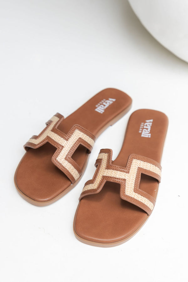 Sandra Slides - Tan Raffia