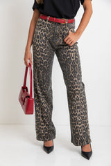 Remi High-Rise Wide-Leg Denim Jeans - Leopard Print - The Self Styler - The Self Styler