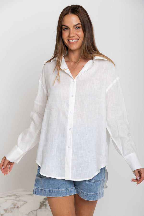 Archie Relaxed-Fit Linen Shirt - Ivory White