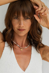 Isla Starfish Natural Stone and Pearl Necklace - Gold - Suni and Sol - The Self Styler