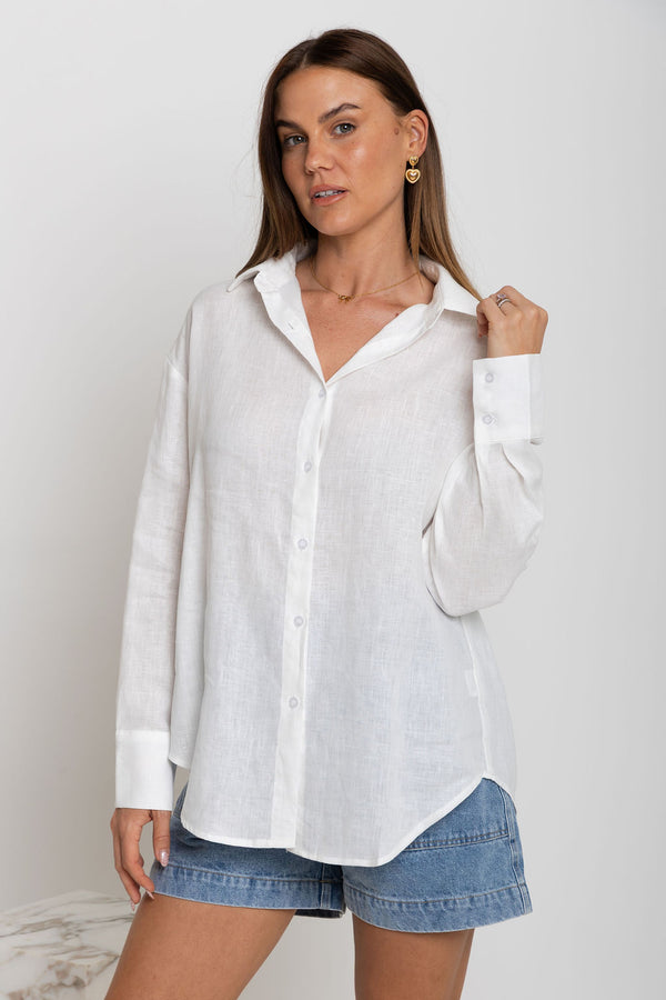 Archie Relaxed-Fit Linen Shirt - Ivory White